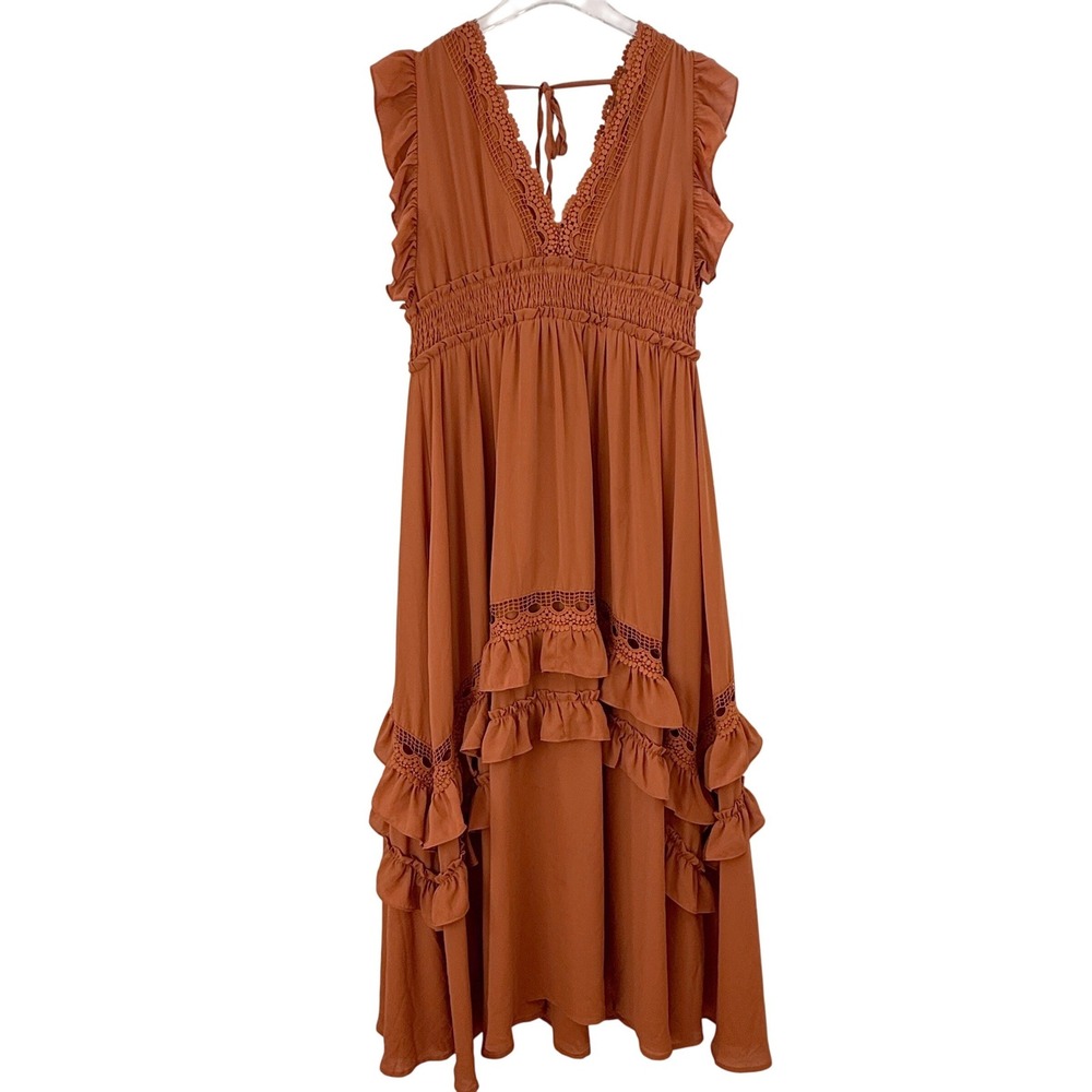 Baltic Born Rust Ruffle Maxi Dress - Picture 4 of 16